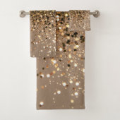 Glam met bruin glitter 1 faux glitter bad handdoek (Insitu)