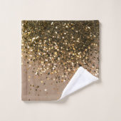 Glam met bruin glitter 1 faux glitter bad handdoek (Wasdoekje)