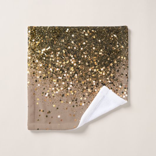 Glam met bruin glitter 1 faux glitter bad handdoek (Wasdoekje)