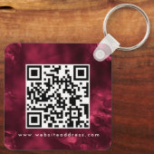 Glam Metallic Burgundy Hotel Logo Qr Code Name Sleutelhanger (Achterkant)