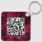 Glam Metallic Burgundy Hotel Logo Qr Code Name Sleutelhanger (Achterkant)