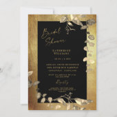 Glam Metallic Gold en Black Vrijgezellenfeest Invi Kaart (Voorkant)