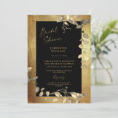 Glam Metallic Gold en Black Vrijgezellenfeest Invi Kaart (Staand voorkant)