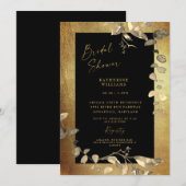 Glam Metallic Gold en Black Vrijgezellenfeest Invi Kaart (Voorkant / Achterkant)