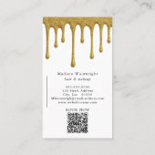 Glam Metallic Gold Glitter Drips Visitekaartje (Achterkant)