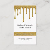 Glam Metallic Gold Glitter Drips Visitekaartje (Voorkant)