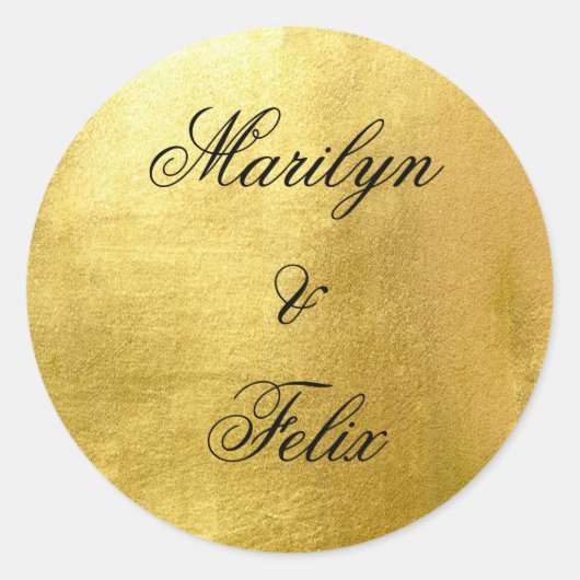 Glam Metallic Goud Monogram Bruiloft Ronde Sticker (Voorkant)