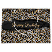 Glam Metallic Leopard Print Birthday Groot Cadeauzakje (Voorkant)