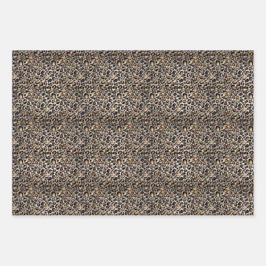 Glam Metallic Leopard Print Inpakpapier Vel (Voorkant 2)