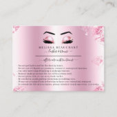 Glam Metallic Roze Glitter Lashes Salon Aftercare Visitekaartje (Voorkant)