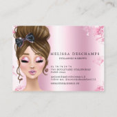 Glam Metallic Roze Glitter Lashes Salon Aftercare Visitekaartje (Achterkant)