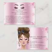 Glam Metallic Roze Glitter Lashes Salon Aftercare Visitekaartje (Voorkant / Achterkant)