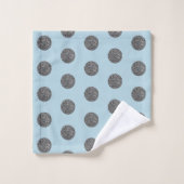 Glam Metallic Silver en Blue Monogram Bad Handdoek (Wasdoekje)