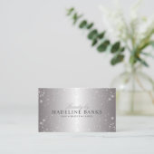 Glam Metallic Silver Glitter Beauty Professional Visitekaartje (Staand voorkant)