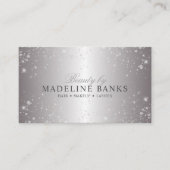 Glam Metallic Silver Glitter Beauty Professional Visitekaartje (Voorkant)