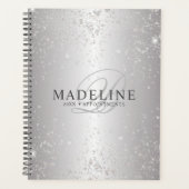 Glam Metallic Silver Glitter naam Planner (Voorkant)