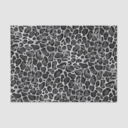 Glam Metallic Silver Large Leopard Print Tissuepapier (Voorkant)