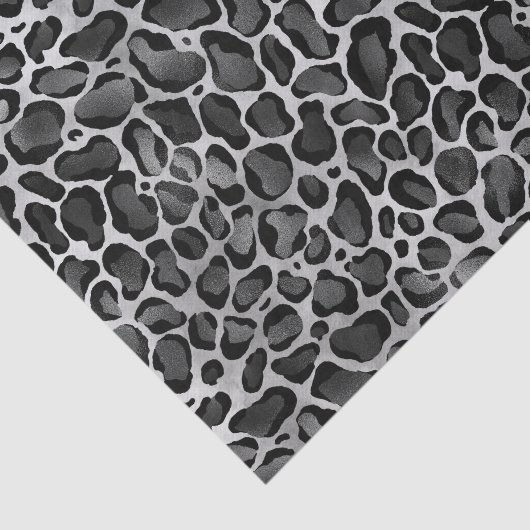 Glam Metallic Silver Large Leopard Print Tissuepapier (Detail)