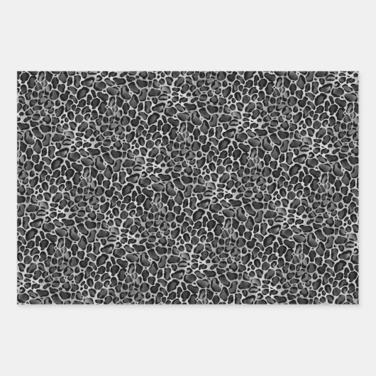 Glam Metallic Silver Leopard Print Inpakpapier Vel (Voorkant)