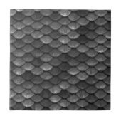 Glam Metallic Zwart Grijs Zeemeermin Schalen Patro Tegeltje (Voorkant)