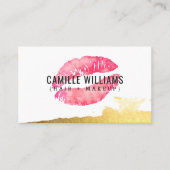 GLAM MINIMALIST gouden roze aquarel lippenstift Visitekaartje (Voorkant)
