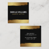 GLAM MINIMALIST luxe faux gouden folie penseelstre Vierkante Visitekaartje (Voorkant / Achterkant)