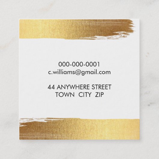 GLAM MINIMALIST luxe faux gouden folie penseelstre Vierkante Visitekaartje (Achterkant)