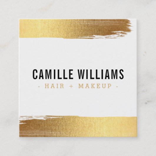 GLAM MINIMALIST luxe faux gouden folie penseelstre Vierkante Visitekaartje (Voorkant)