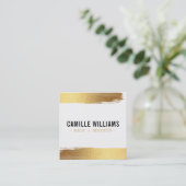 GLAM MINIMALIST luxe faux gouden folie penseelstre Vierkante Visitekaartje (Staand voorkant)