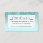 Glam Mint Green Aqua Glitter Striped Gradient Afsprakenkaartje (Achterkant)