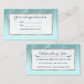 Glam Mint Green Aqua Glitter Striped Gradient Afsprakenkaartje (Voorkant / Achterkant)