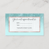 Glam Mint Green Aqua Glitter Striped Gradient Afsprakenkaartje (Voorkant)
