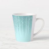 Glam Mint Green Aqua Glitter Striped Gradient Latte Mok (Rechts)