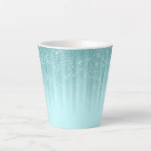 Glam Mint Green Aqua Glitter Striped Gradient Latte Mok (Voorkant)
