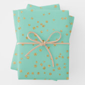 Glam Mint Green en Gold Polka Dots Pattern Inpakpapier Vel (In situ)