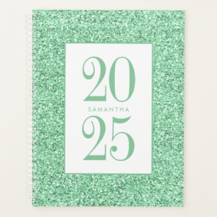 Glam Mint Green Glitter Personalized 2023 Planner