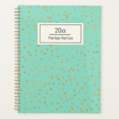 Glam Mint Green Gold Stippen Patroon op maat Planner (Voorkant)