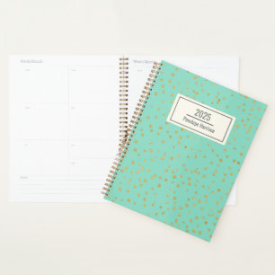 Glam Mint Green Gold Stippen Patroon op maat Planner