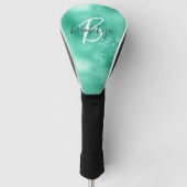 Glam Mint Green Trendy Script Monogram Golfheadcover (Voorkant)