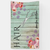 Glam mint hout boho bloemenschaar spandoek (Verticaal)