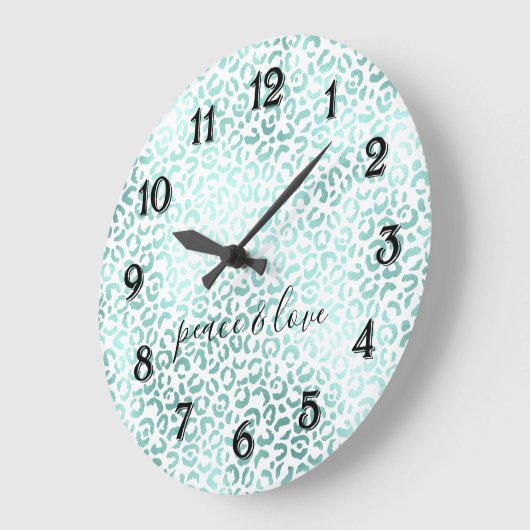 Glam Mint Leopard Print Grote Klok (Hoek)