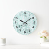 Glam Mint Leopard Print Grote Klok (Huis)