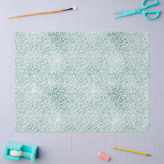 Glam Mint Witte Luipaard Print Tissuepapier (Craft)