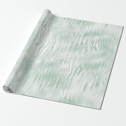 Glam Mint Zebra Print Cadeaupapier (Uitgerold)