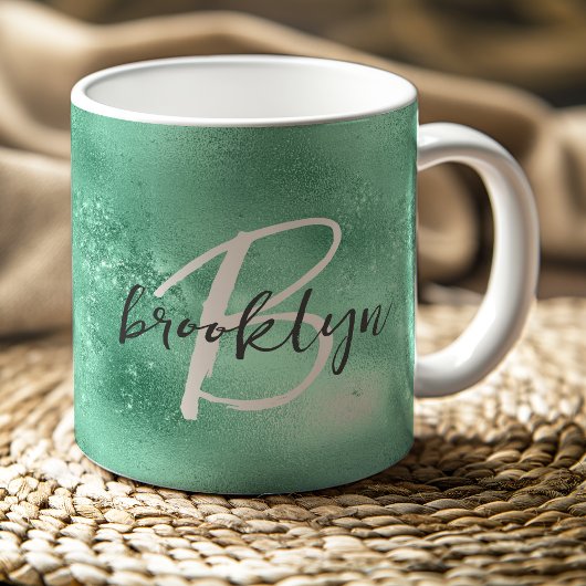 Glam Mintgroene Trendy Script Monogram Koffiemok