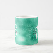 Glam Mintgroene Trendy Script Monogram Koffiemok (Center)