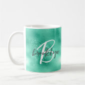 Glam Mintgroene Trendy Script Monogram Koffiemok (Links)