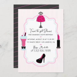 Glam Mode Diva Birthday Party Invitation Kaart