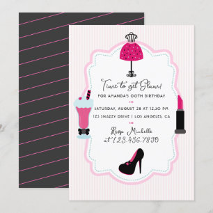 Glam Mode Diva Birthday Party Invitation Kaart