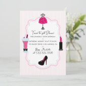 Glam Mode Diva Birthday Party Photo Invitation Kaart (Staand voorkant)